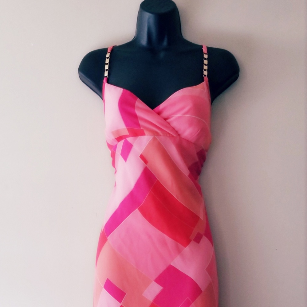 Multi Pink Womens Spaghetti Strap Dress Size 13/14